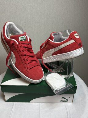 PUMA Suede Classic XXI Red and White Sneakers, Women’s Size 8.5, Good Condition